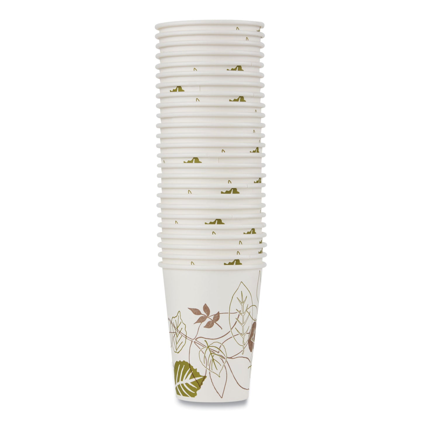 Pathways Paper Hot Cups, WiseSize, 12 oz, White/Brown, 25/Pack