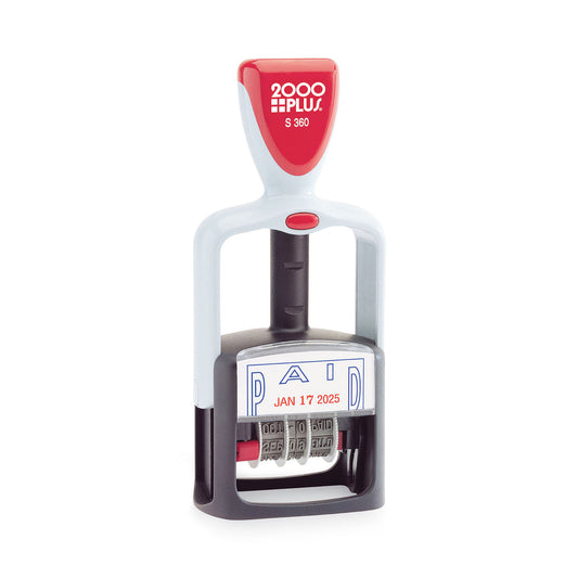 Model S 360 Two-Color Message Dater, 1.75 X 1, "paid," Self-Inking, Blue/red