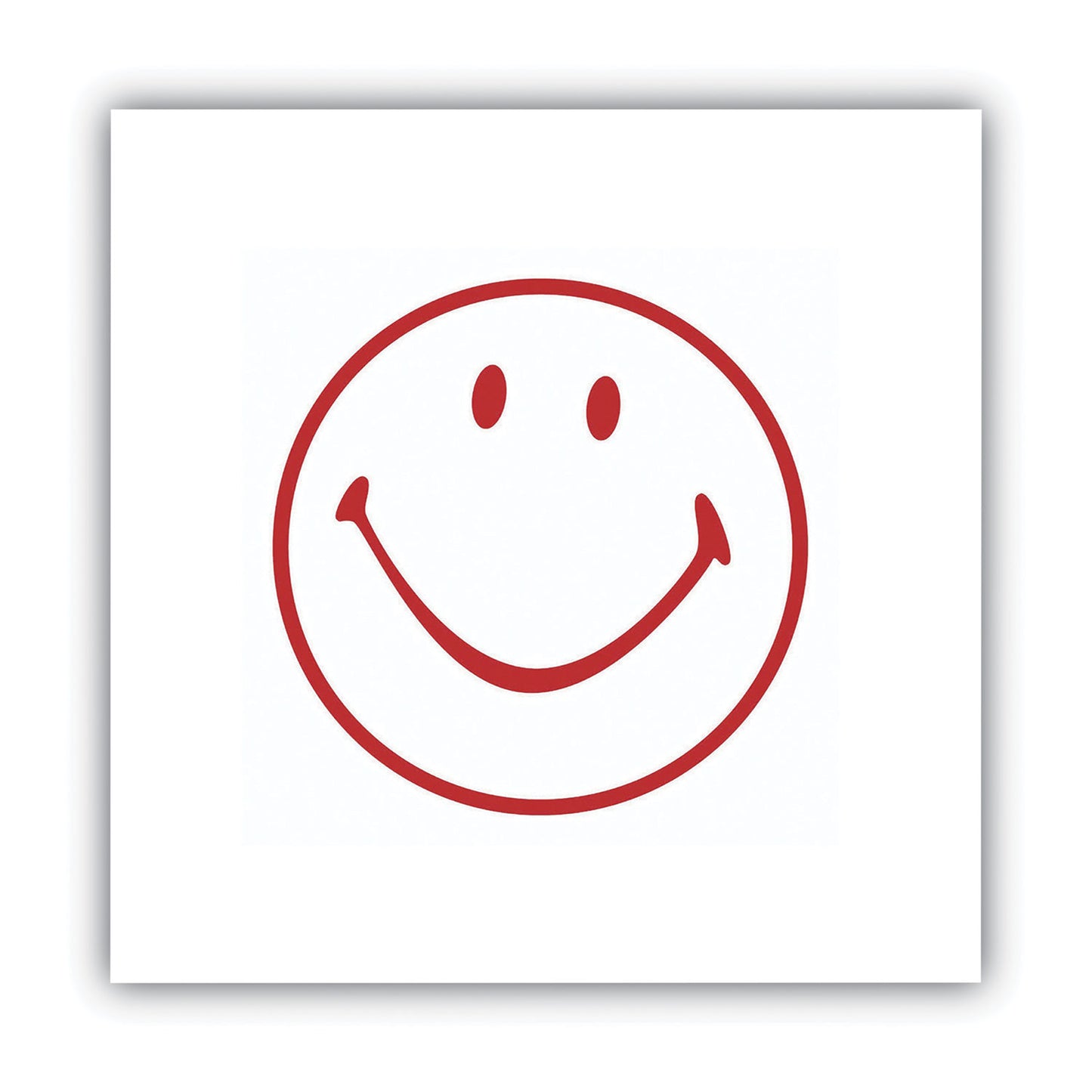 Pre-Inked Round Stamp, Smiley, 0.63" dia, Red