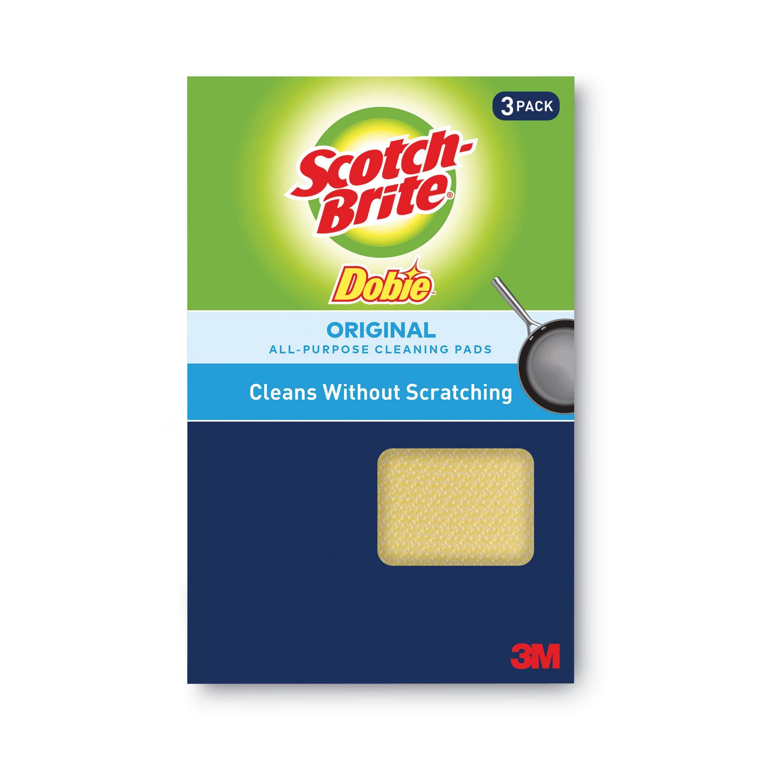 Dobie All-Purpose Cleaning Pad, 4.3 X 2.6, 0.5" Thick, Yellow, 3/pack