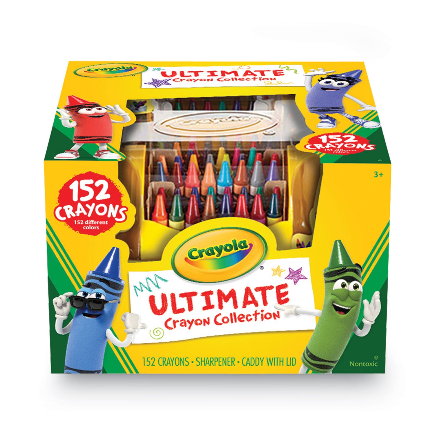 Ultimate Crayon Collection with Caddy and Sharpener, Regular Size, 0.31" x 3.63", 152 Assorted Colors, 152/Pack
