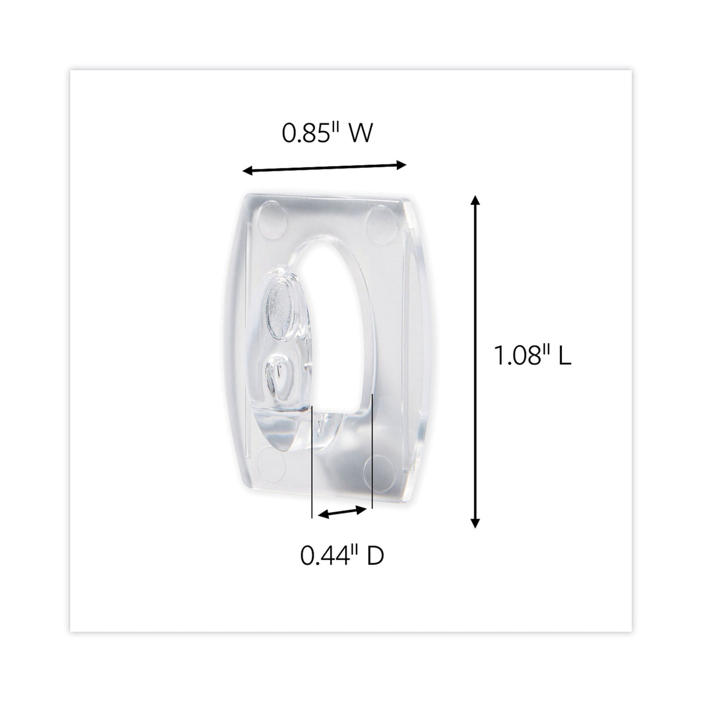 Mini Hooks, Plastic, Clear, Supports 0.5 lb, 30/Pack