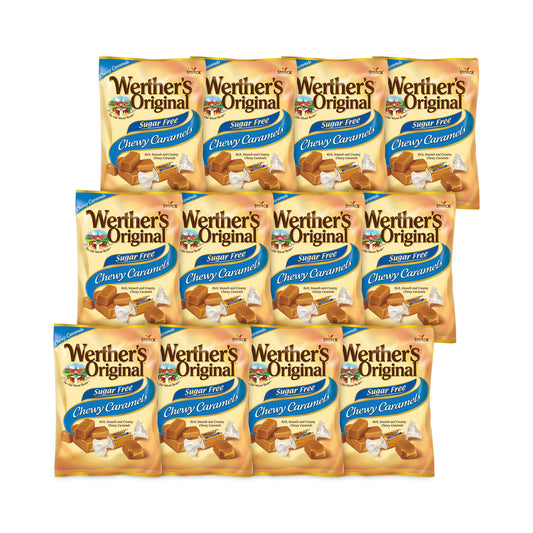 Sugar Free Chewy Caramel Candy, 1.46 oz Bag, 12 Bags/Carton