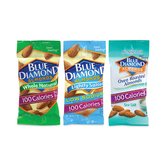 Almonds Variety Pack, Assorted Flavors, 0.6 oz Pouch, 7 Pouches/Box, 6 Boxes/Carton