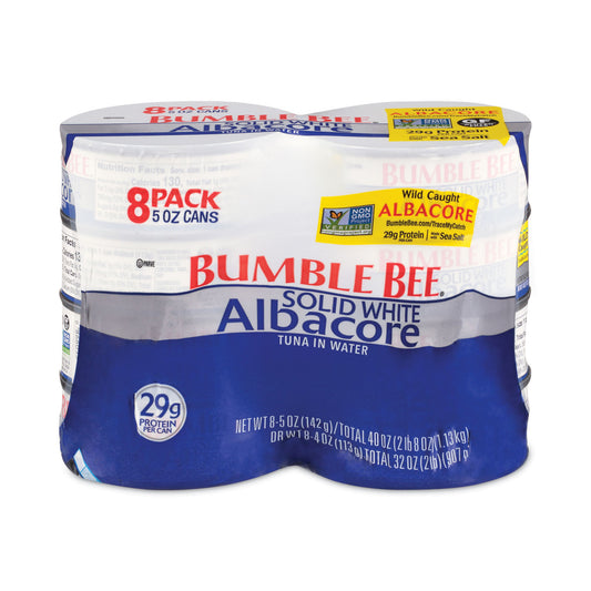 Solid White Albacore Tuna in Water, 5 oz Can, 8/Pack