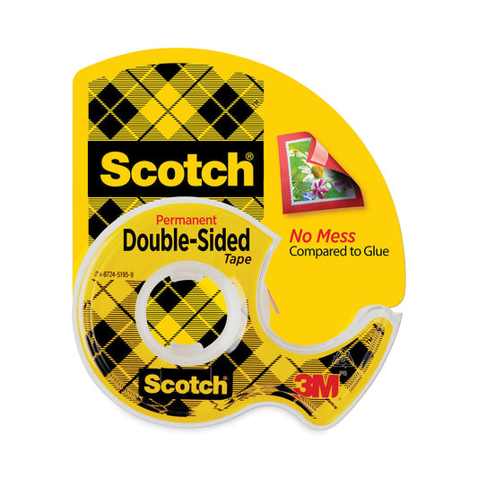 Double-Sided Permanent Tape In Handheld Dispenser, 1" Core, 0.5" X 20.83 Ft, Clear
