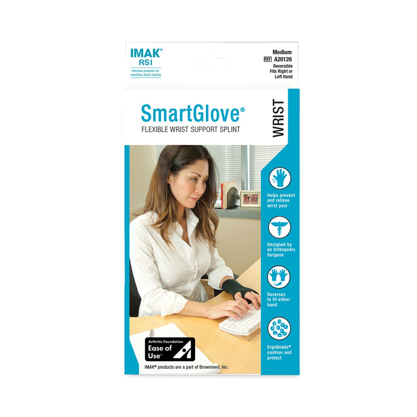 SmartGlove Flexible Wrist Support Splint, Medium, Fits Hands Up to 3.75" Wide, Black