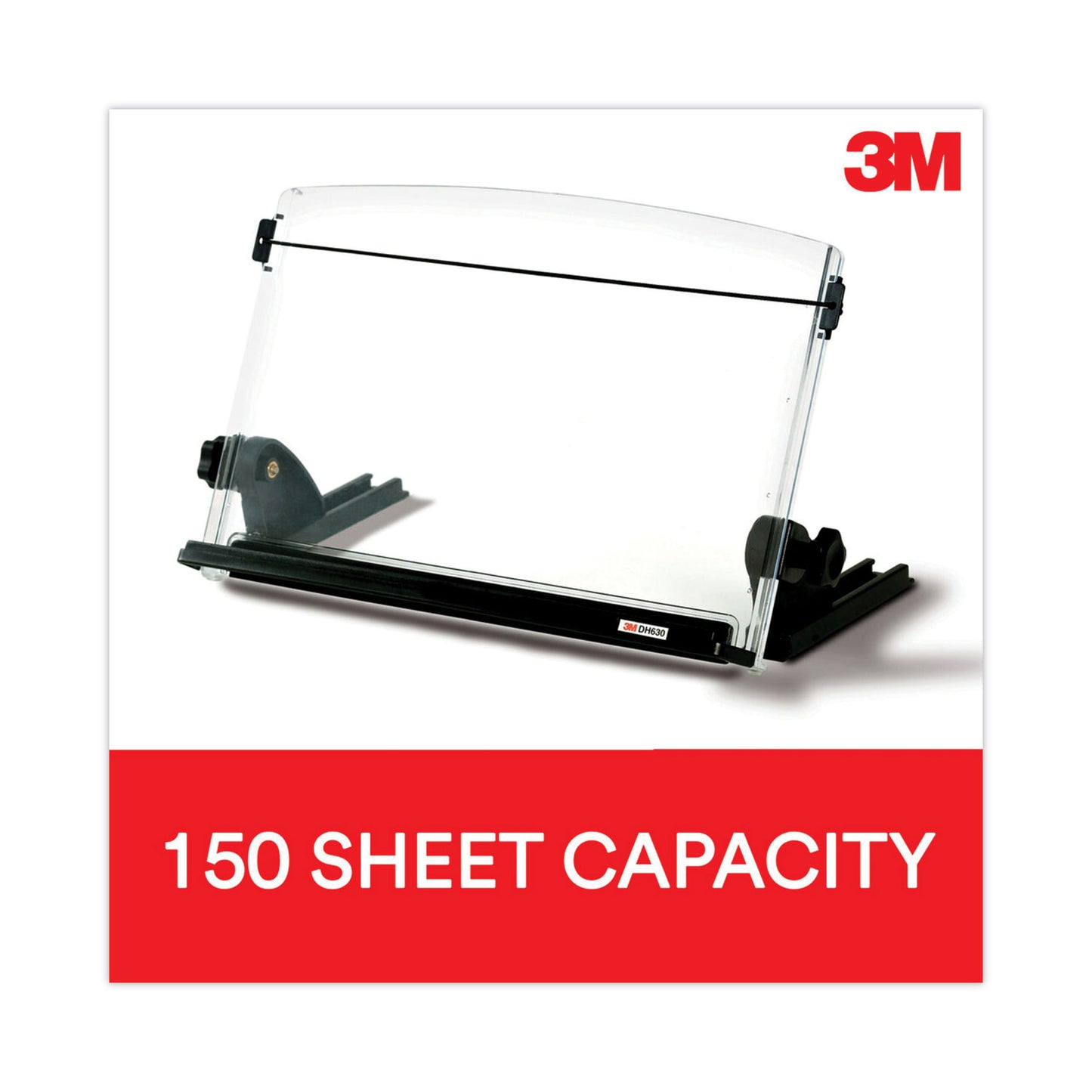 In-Line Document Holder with 14" Wide Backplate, Holds Up to 150 Letter Size Sheets, Plastic, Black/Clear
