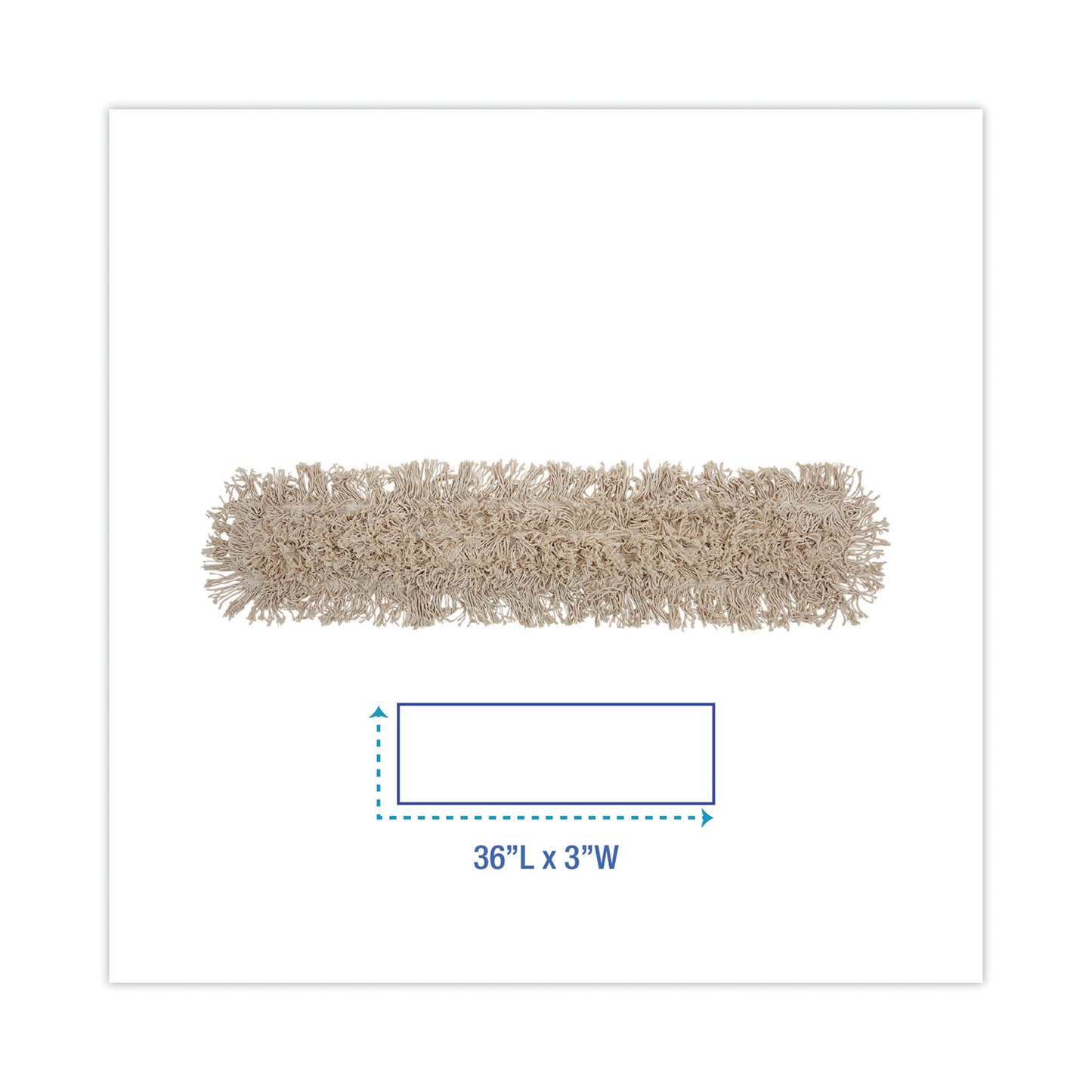 Industrial Dust Mop Head, Cotton, 36 x 3, White