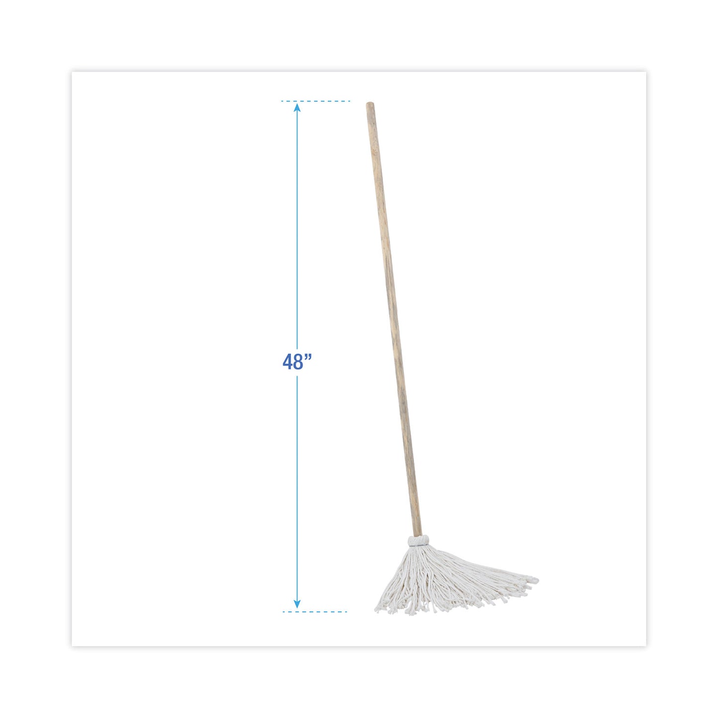 Handle/Deck Mops, #12 White Rayon Head, 48" Natural Wood Handle, 6/Pack