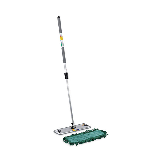 Microfiber Cleaning Kit, 18" Blue/Green Microfiber Head, 35" to 60" Gray Aluminum Handle
