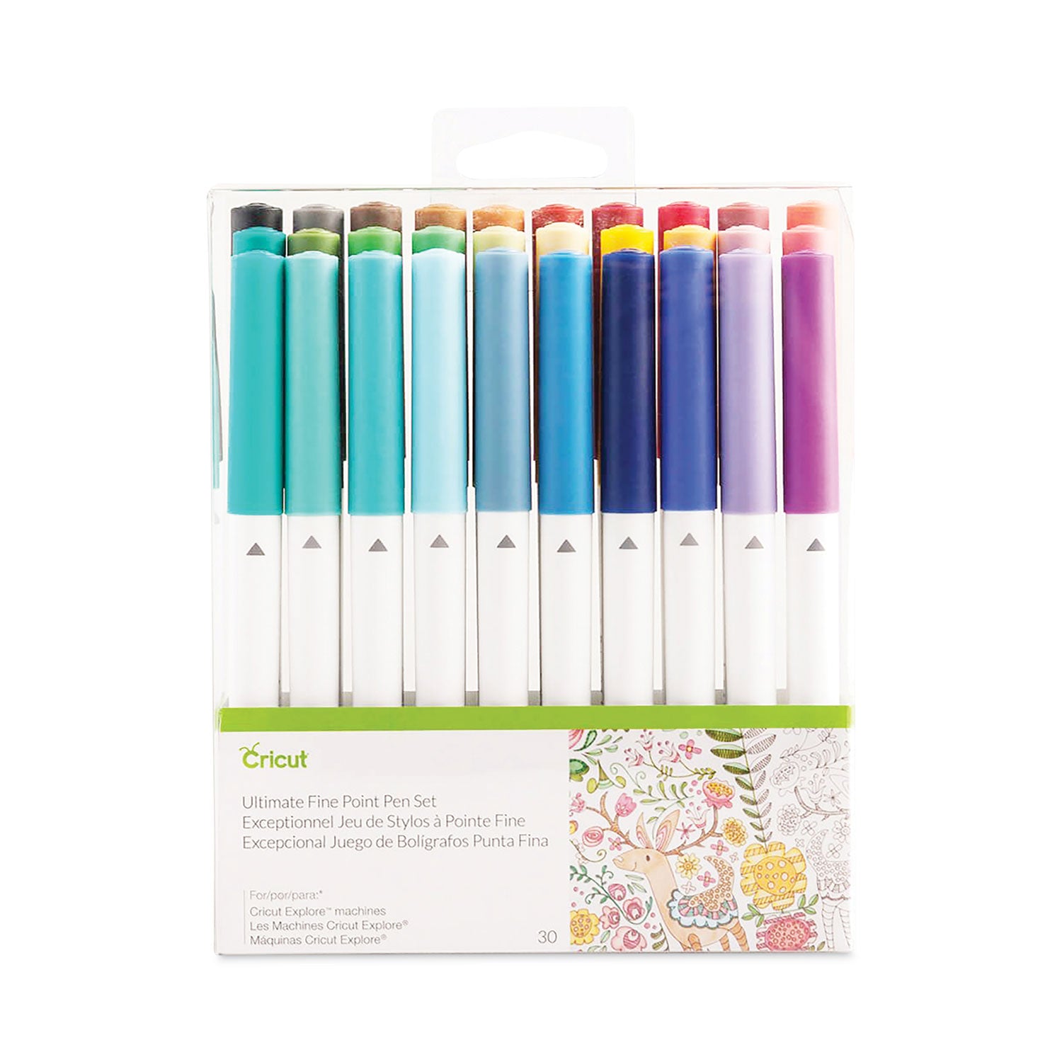 Ultimate Fine Point Porous Point Pen, Stick, Fine 0.4 mm, Assorted Ink Colors, White Barrel, 30/Set
