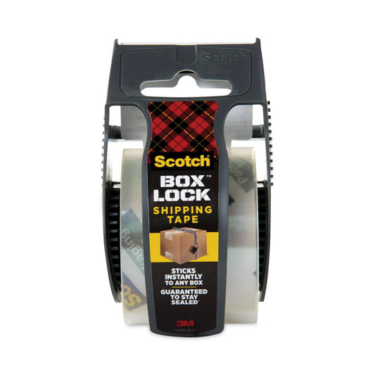 Box Lock Shipping Packaging Tape With Dispenser, 1.5" Core, 1.88" X 22.2 Yds, Clear
