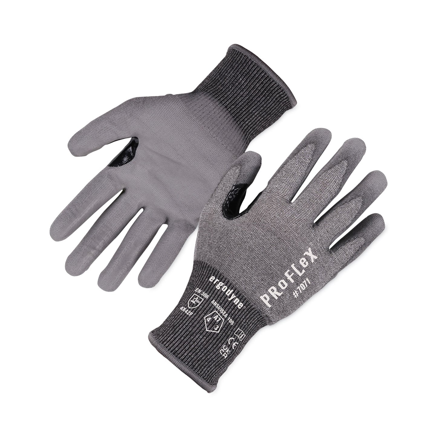 ProFlex 7071 ANSI A7 PU Coated CR Gloves, EN388: 4X42F, 9" Long, Small, Gray, 12 Pairs