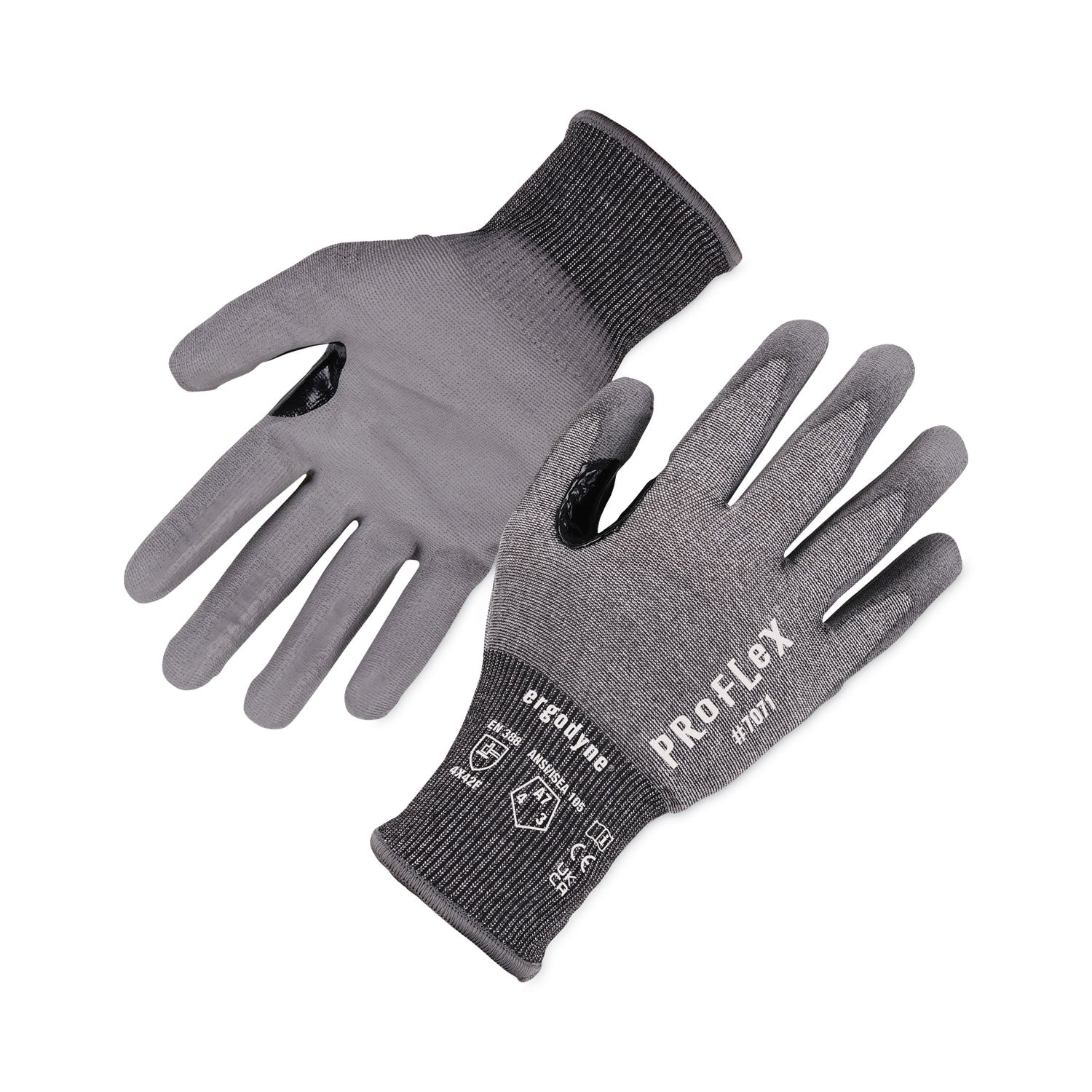 ProFlex 7071 ANSI A7 PU Coated CR Gloves, EN388: 4X42F, 9" Long, Small, Gray, 12 Pairs