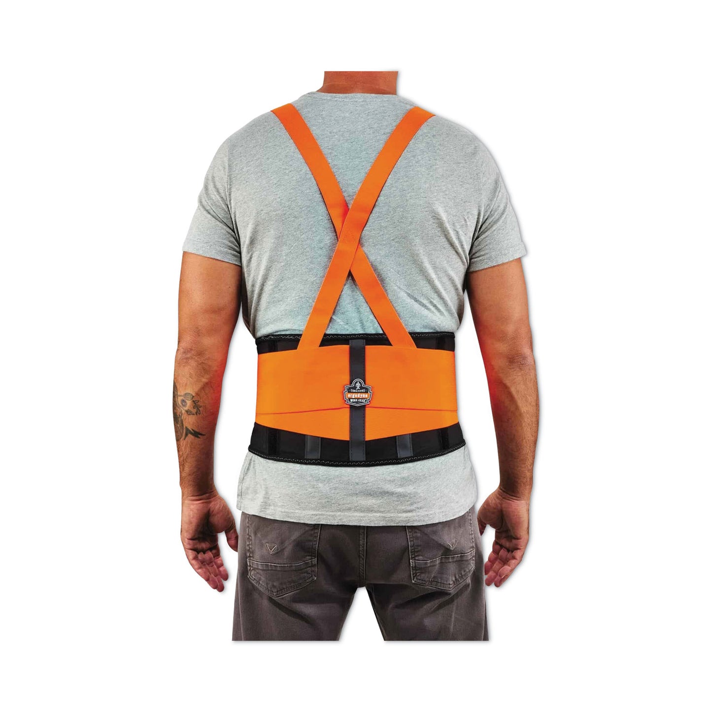 ProFlex 100HV Economy Hi-Vis Spandex Back Support Brace, Small, 25" to 30" Waist, Black/Orange