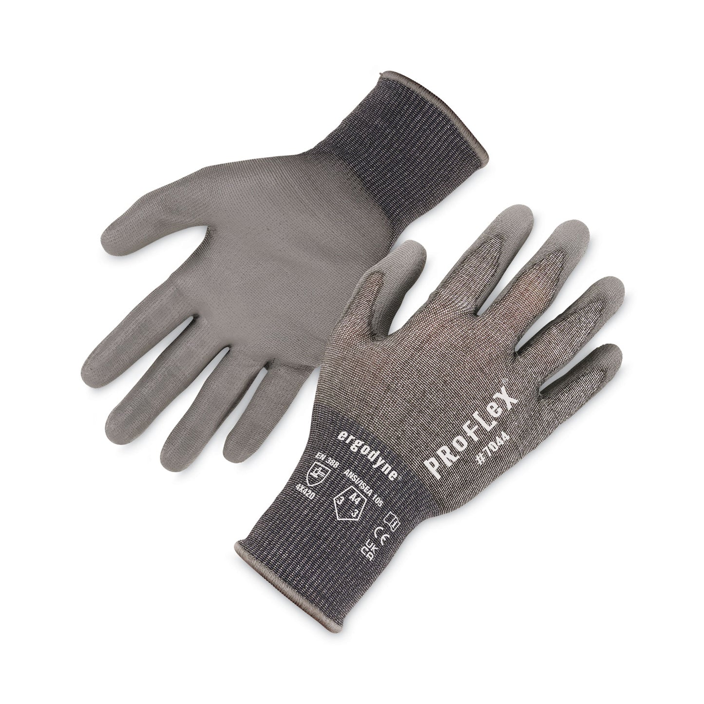ProFlex 7044 ANSI A4 PU Coated CR Gloves, EN388: 4X42D, 9" Long, X-Large, Gray, 12 Pairs
