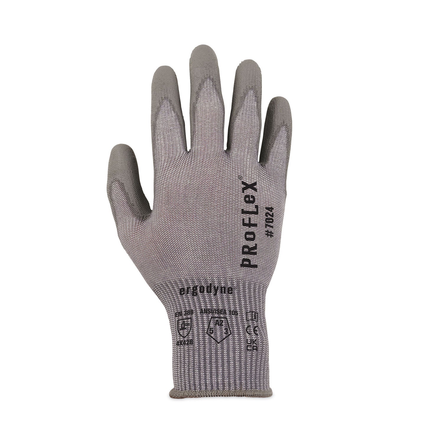 ProFlex 7024 ANSI A2 PU Coated CR Gloves, EN388: 4X42B, 9" Long, Medium, Gray, Pair