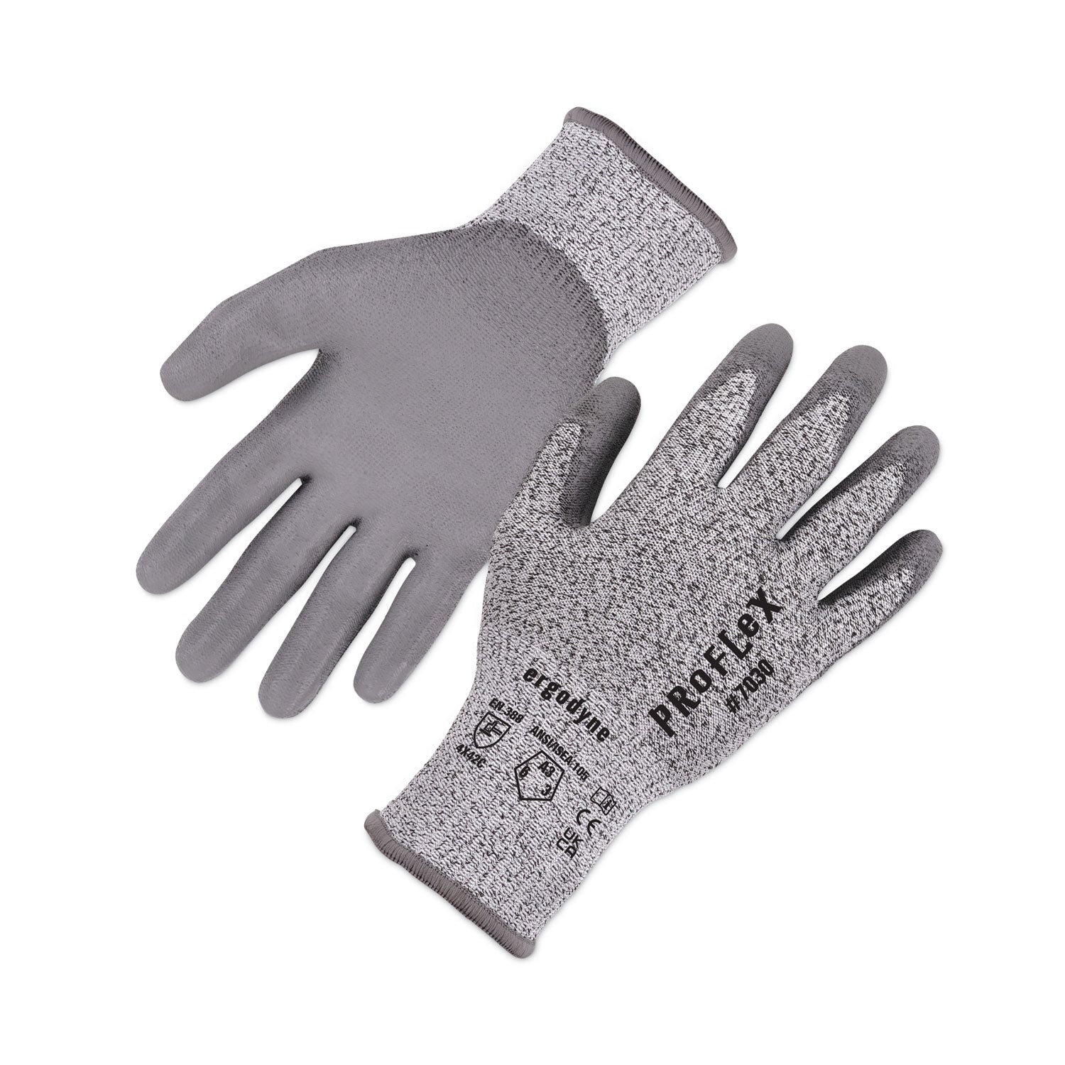 ProFlex 7030 ANSI A3 PU Coated CR Gloves, EN388: 4X42C, 9" Long, X-Large, Gray, Pair