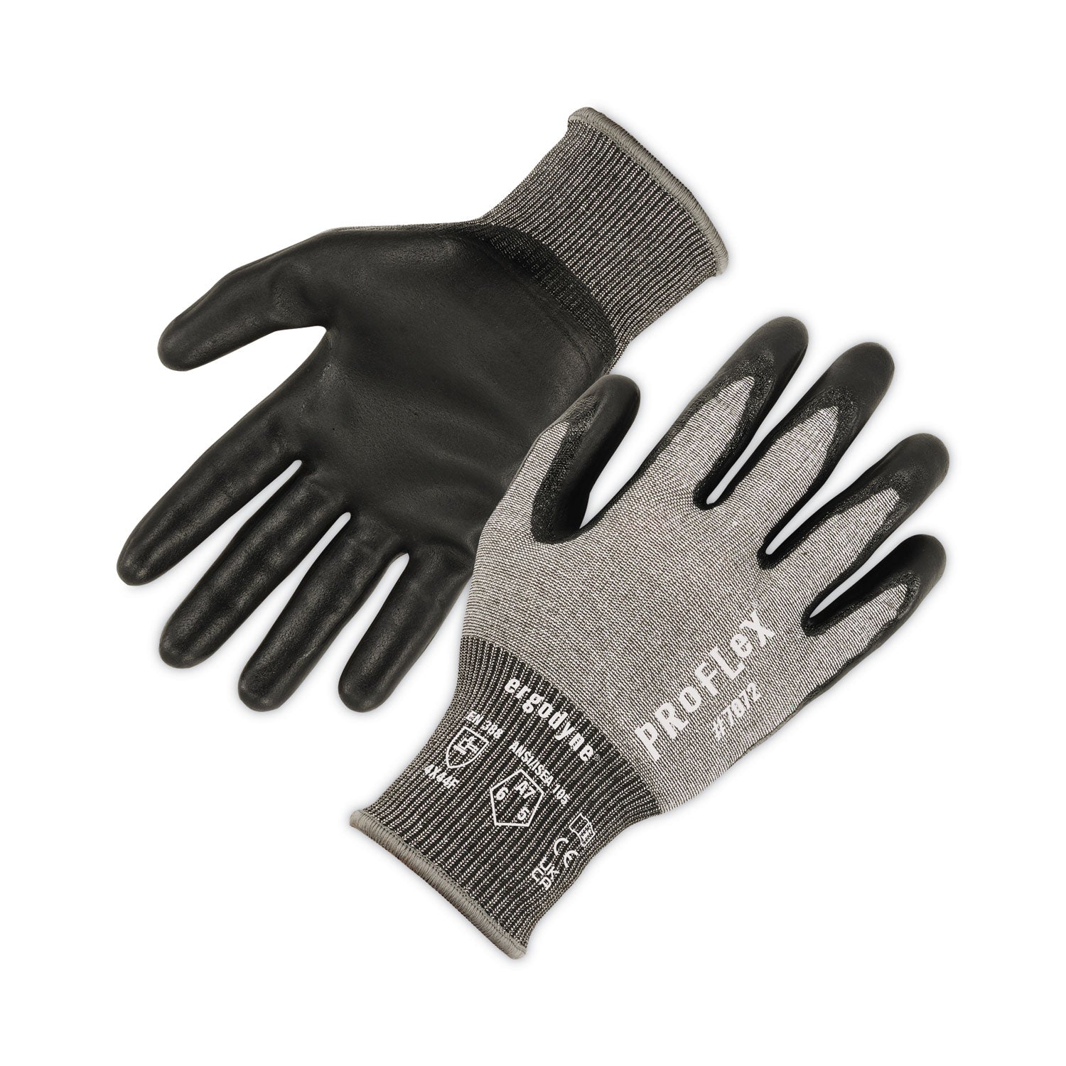 ProFlex 7072 ANSI A7 Nitrile-Coated CR Gloves, EN388: 4X44F, 9" Long, XX-Large, Gray, Pair