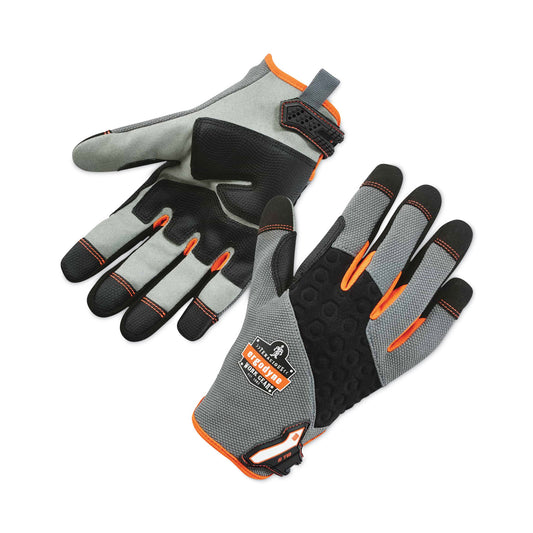 ProFlex 710 Heavy-Duty Mechanics Gloves, 9" Long, Small, Gray, Pair