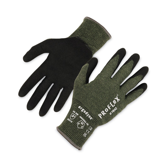 ProFlex 7042 ANSI A4 Nitrile-Coated CR Gloves, EN388: 4X41D, 9" Long, Medium, Green, Pair