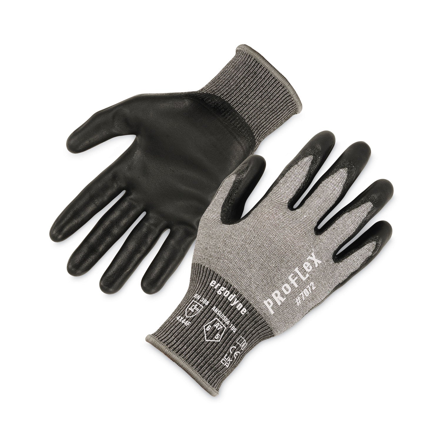 ProFlex 7072 ANSI A7 Nitrile-Coated CR Gloves, EN388: 4X44F, 9" Long, Large, Gray, Pair