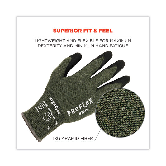 ProFlex 7042 ANSI A4 Nitrile-Coated CR Gloves, EN388: 4X41D, 9" Long, XX-Large, Green, Pair