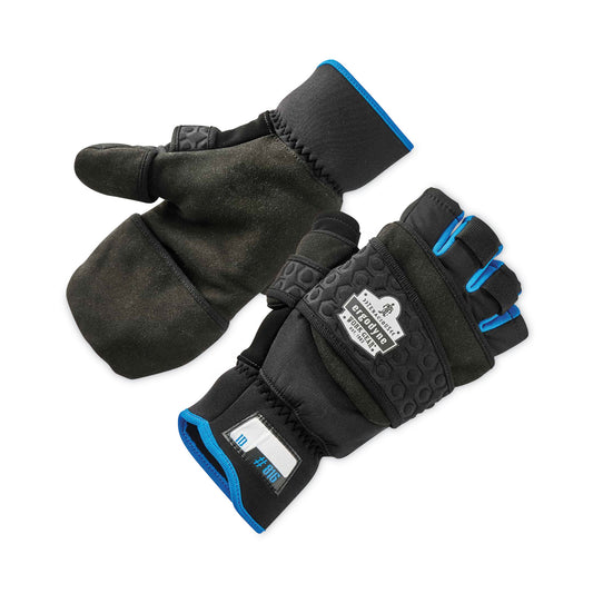 ProFlex 816 Thermal Flip-Top Gloves, EN388: 3423X, 9" Long, Medium, Black, Pair