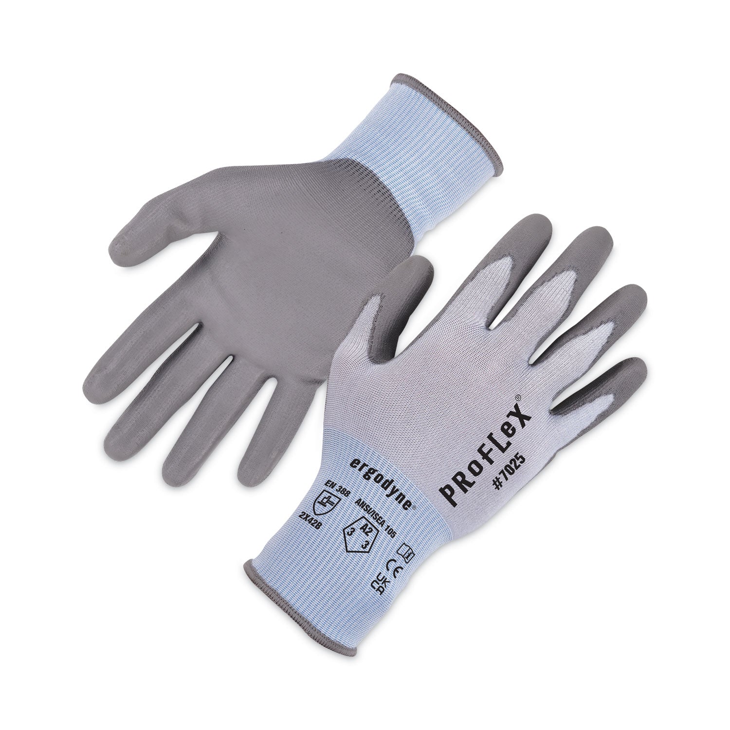 ProFlex 7025 ANSI A2 PU Coated CR Gloves, EN388: 2X42B, 9" Long, Medium, Blue, Pair