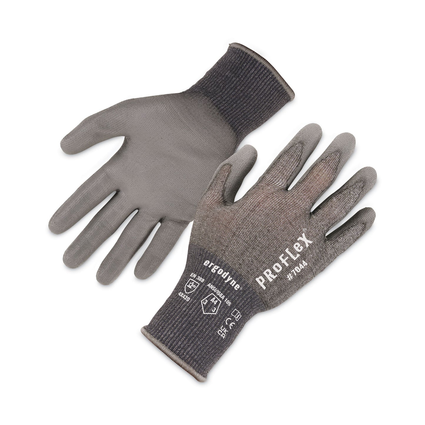 ProFlex 7044 ANSI A4 PU Coated CR Gloves, EN388: 4X42D, 9" Long, XX-Large, Gray, 12 Pairs
