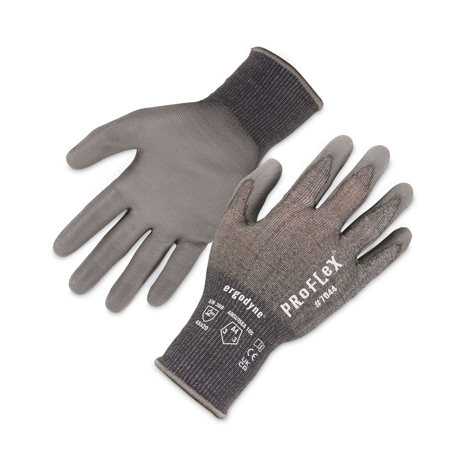 ProFlex 7044 ANSI A4 PU Coated CR Gloves, EN388: 4X42D, 9" Long, XX-Large, Gray, 12 Pairs