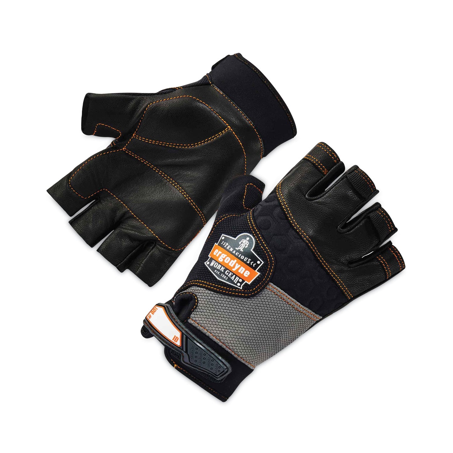 ProFlex 901 Half-Finger Leather Impact Gloves, EN388: 3122X, Large, Black, Pair