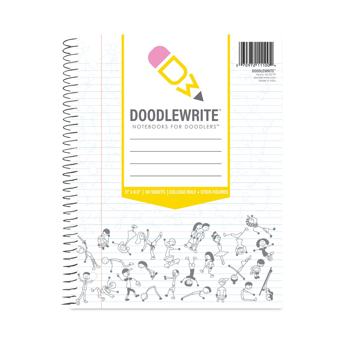 DoodleWrite Notebooks, 1-Subject, Wide/Legal Rule, White Cover, (50) 10.75 x 8.75 Sheets, 24/Carton
