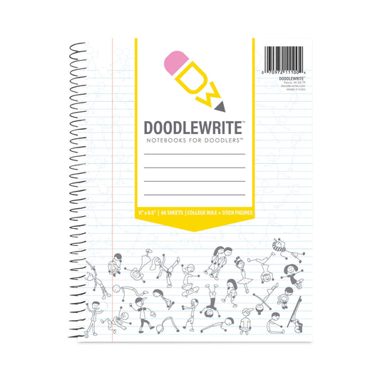 DoodleWrite Notebooks, 1-Subject, Wide/Legal Rule, White Cover, (50) 10.75 x 8.75 Sheets, 24/Carton