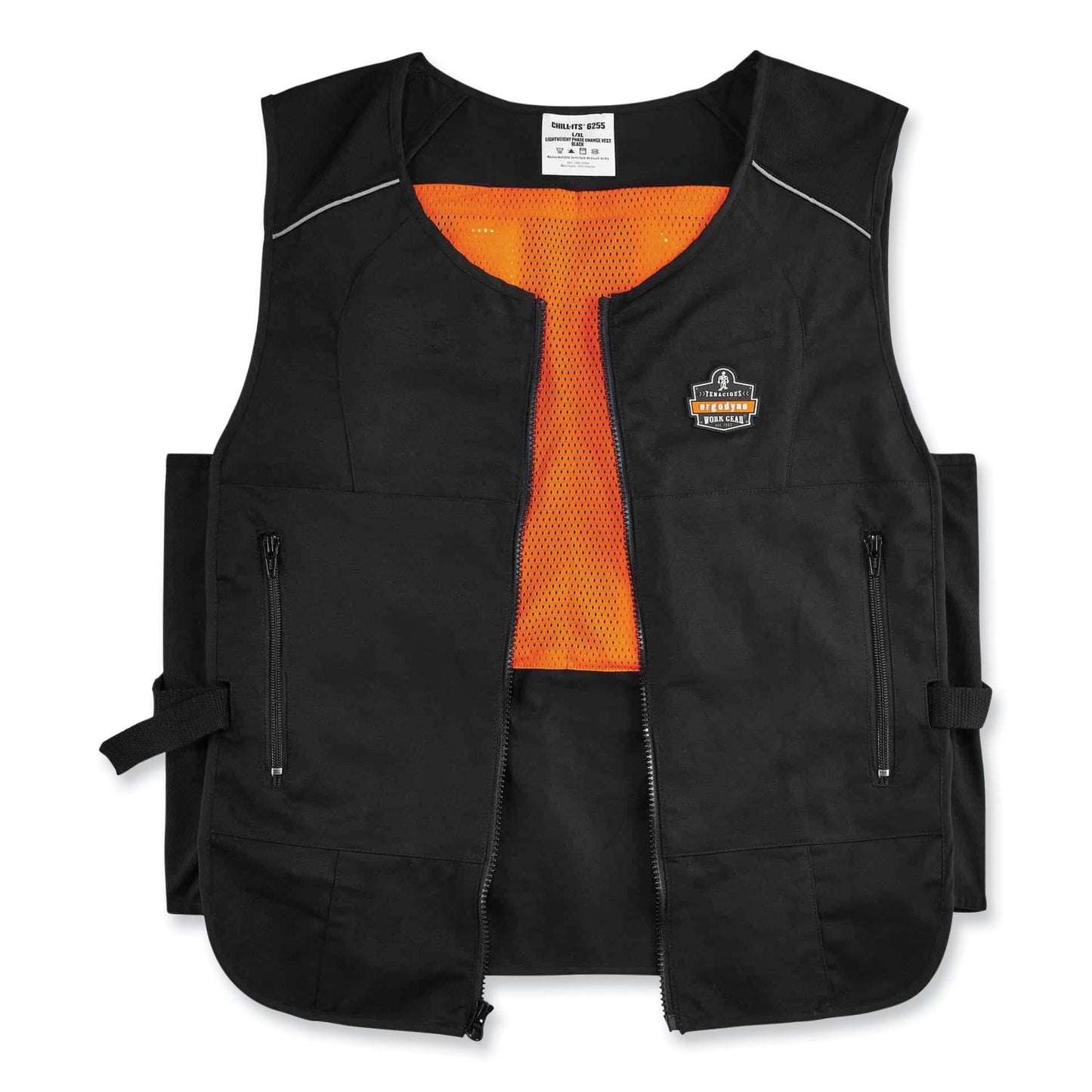 Chill-Its 6255 Lightweight Phase Change Cooling Vest, Cotton/Polyester, Large/X-Large, Black