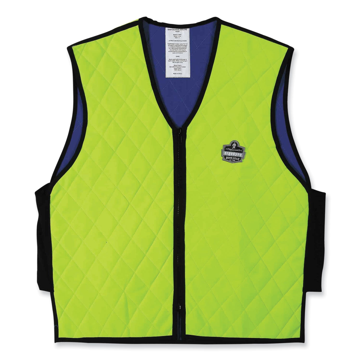 Chill-Its 6665 Embedded Polymer Cooling Vest with Zipper, Nylon/Polymer, X-Large, Lime