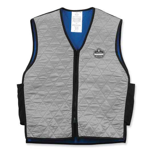 Chill-Its 6665 Embedded Polymer Cooling Vest with Zipper, Nylon/Polymer, X-Large, Gray