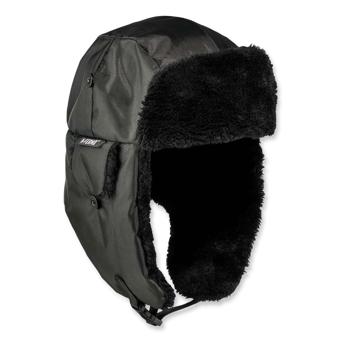 N-Ferno 6802Z Zippered Trapper Hat, 3M Thinsulate/Nylon, Small/Medium, Black