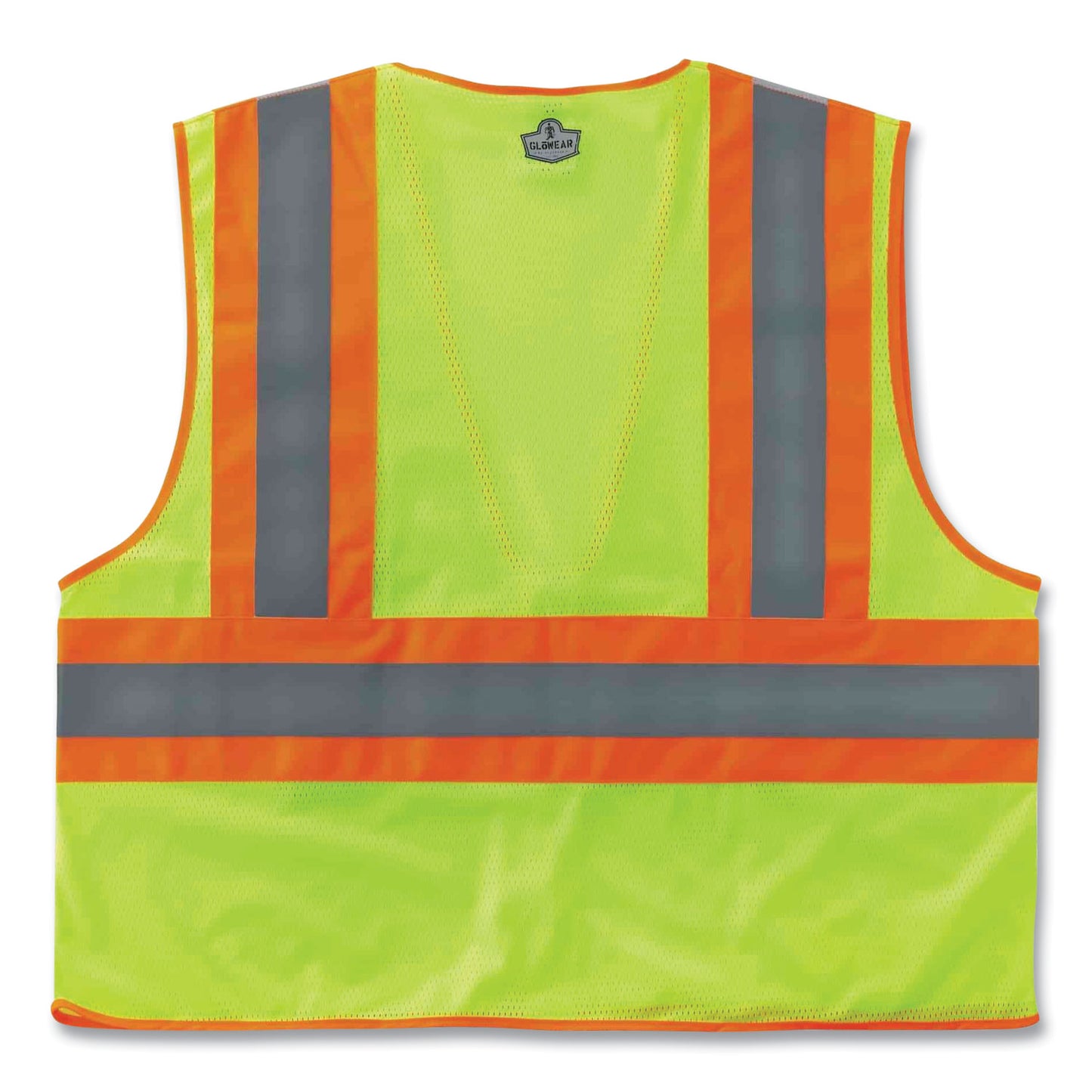 GloWear 8230Z Class 2 Two-Tone Mesh Zipper Vest, Polyester, 4X-Large/5X-Large, Lime