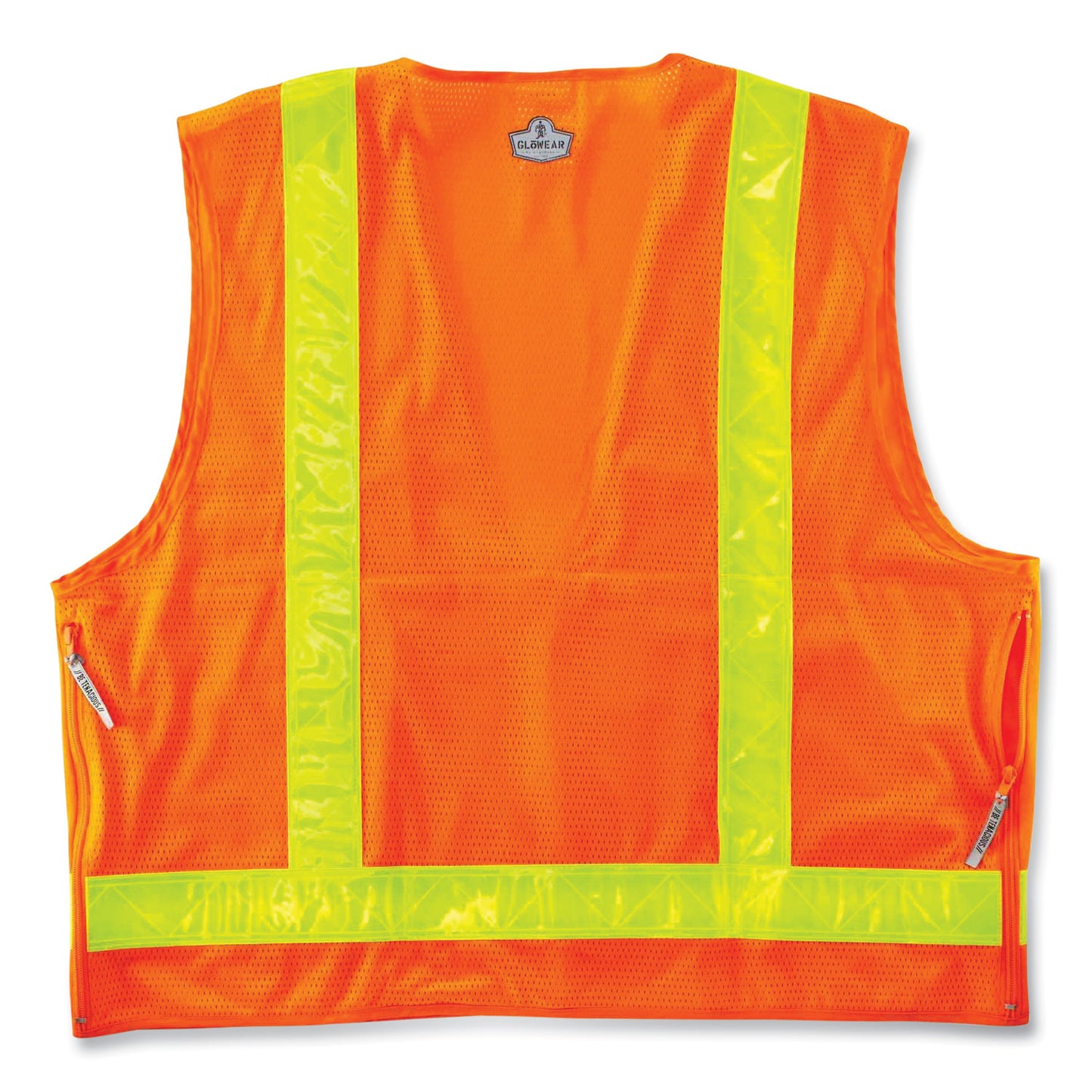 GloWear 8250ZHG Class 2 Hi-Gloss Surveyors Zipper Vest, Polyester, 2X-Large/3X-Large, Orange