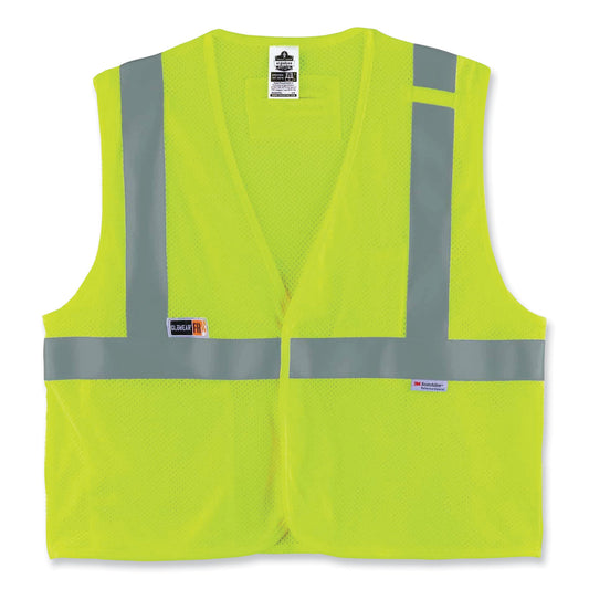 GloWear 8260FRHL Class 2 FR Safety Hook and Loop Vest, Modacrylic/Kevlar, 2X-Large/3X-Large, Lime