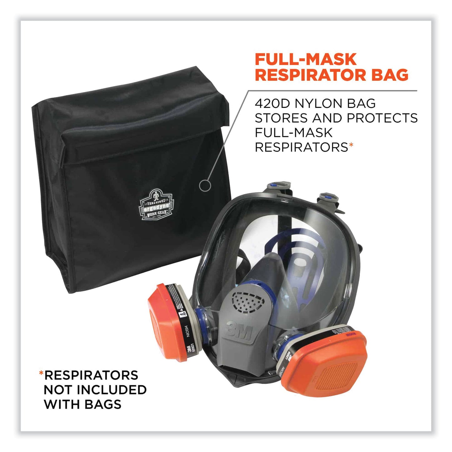 Arsenal 5183 Full Mask Respirator Bag with Hook-and-Loop Closure, 9.5 x 4 x 12, Black