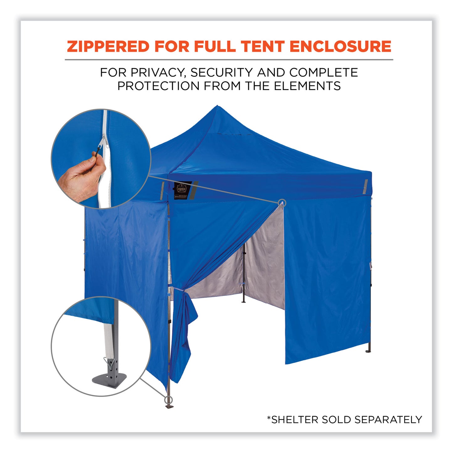 Shax 6096 Pop-Up Tent Sidewall with Zipper, Single Skin, 10 ft x 10 ft, Polyester, Blue