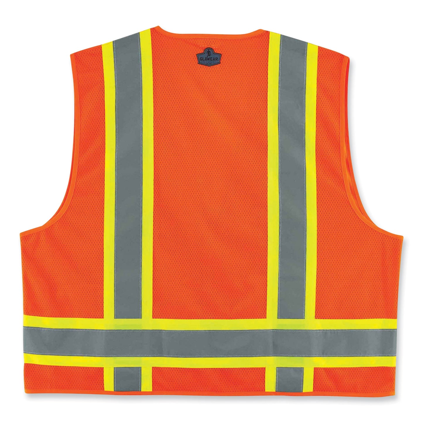 GloWear 8248Z Class 2 Two-Tone Surveyors Zipper Vest, Polyester, 4X-Large/5X-Large, Orange