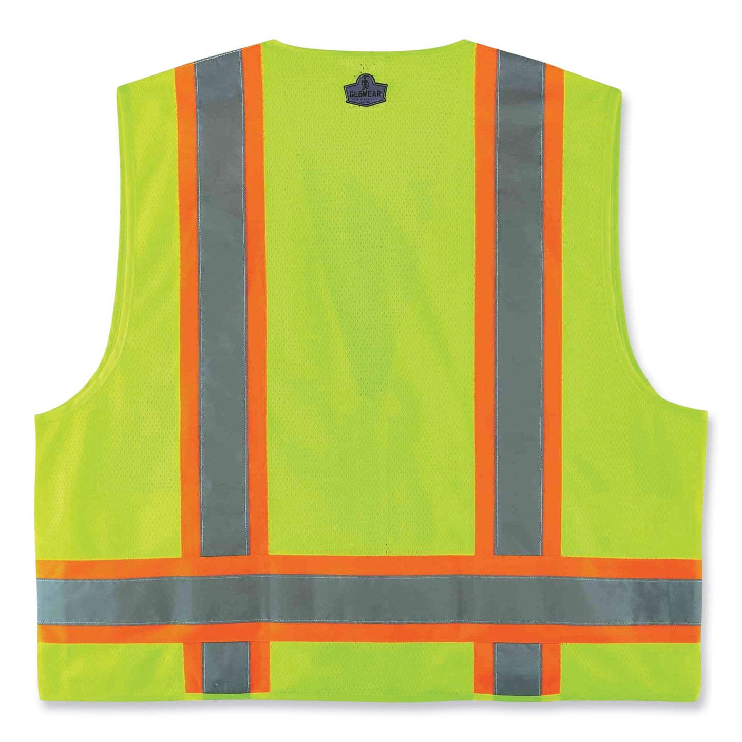 GloWear 8248Z Class 2 Two-Tone Surveyors Zipper Vest, Polyester, Large/X-Large, Lime