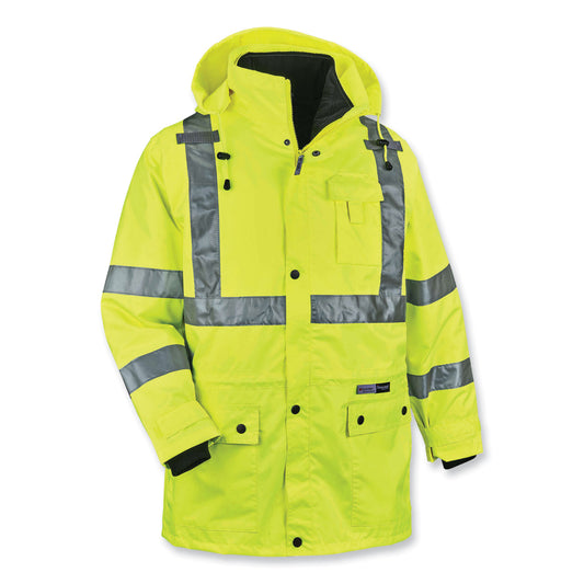 GloWear 8385 Class 3 Hi-Vis 4-in-1 Jacket, 5X-Large, Lime