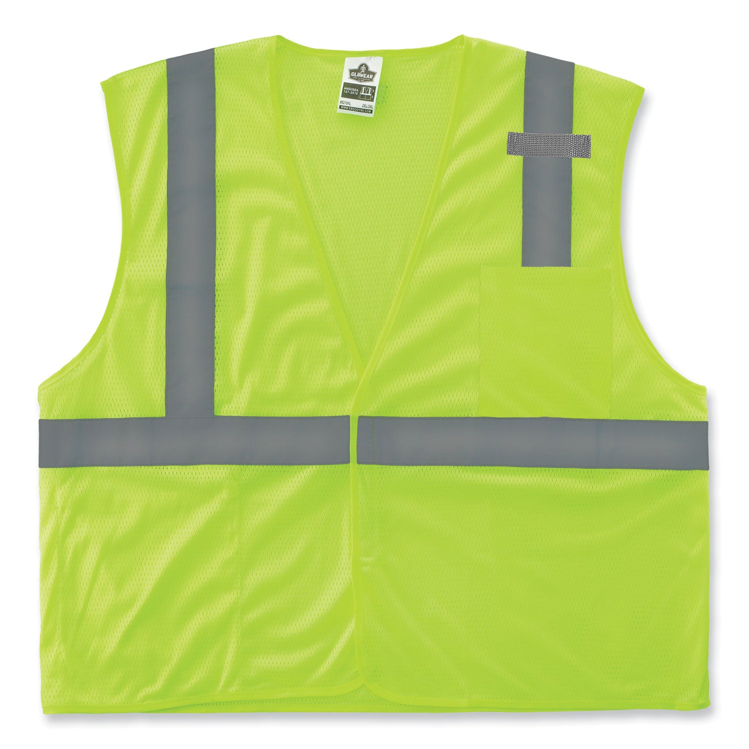 GloWear 8210HL-S Single Size Class 2 Economy Mesh Vest, Polyester, Large, Lime
