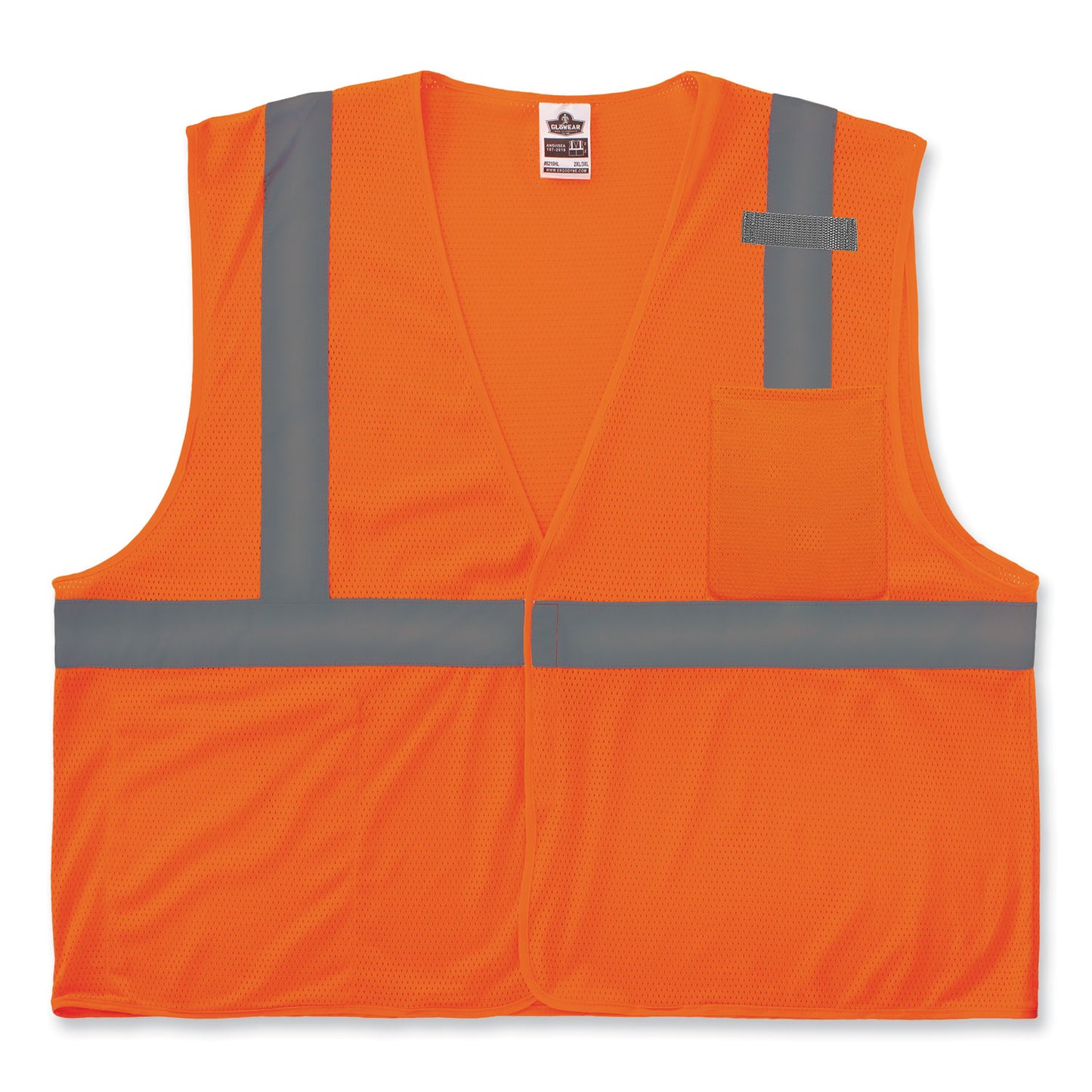 GloWear 8210HL-S Single Size Class 2 Economy Mesh Vest, Polyester, 2X-Large, Orange
