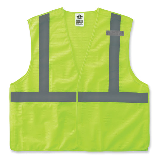 GloWear 8215BA-S Single Size Class 2 Economy Breakaway Mesh Vest, Polyester, Small, Lime